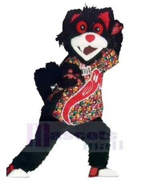 Black Cat Wearing Full Print Shirt Mascot Costume Animal