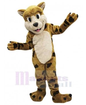Happy Big Eyes Bobcat Mascot Costume Animal