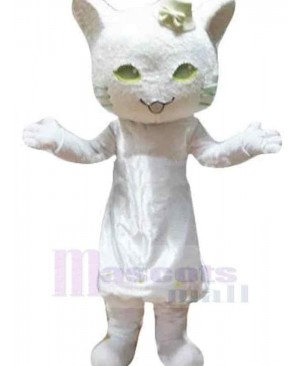Elegant White Cat Mascot Costume Animal