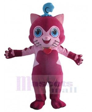 Pink Smiling Fuchsia Cat Mascot Costume Animal