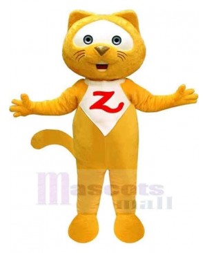 Funny Yellow And White Cat Mascot Costume Animal Adult