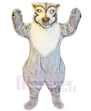 Cute Strong Gray Wolf Mascot Costume Animal with White Belly
