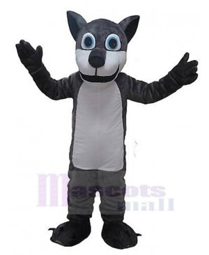Big Eyes Dark Gray Wolf Mascot Costume Animal