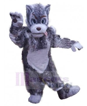 Funny Gray Wolf Mascot Costume Animal with Tongue