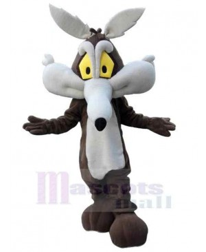 Wile E. Coyote Wolf Mascot Costume Animal with Yellow Eyes