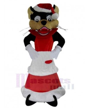 Christmas Black Wolf Female Lady Mascot Costume Animal Adult