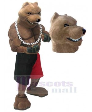 Ferocious Muscle Brown Wolf Mascot Costume Animal