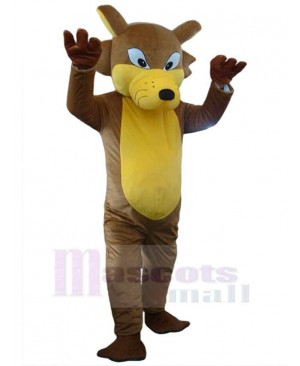 Brown Wolf Mascot Costume Animal with Yellow Belly