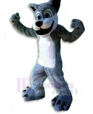 Happy Smiling Wolf Mascot Costume Animal