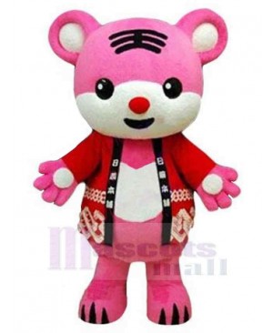 Cartoon Pink Tiger Mascot Costume Animal