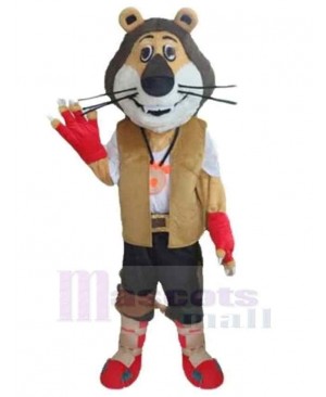 Outdoor Tiger Mascot Costume Animal in Brown Vest