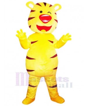 Cartoon Tiger Mascot Costume Animal with Red Nose