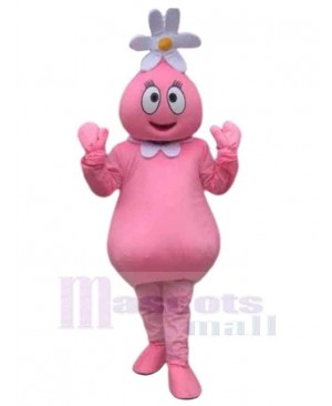 Pink Snowman Mascot Costume Cartoon