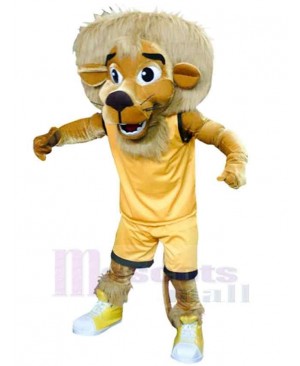 Lion Mascot Costume Animal in Yellow Sportswear