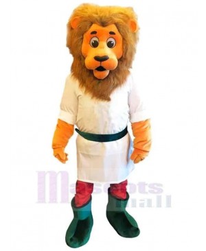 Orange Lion Mascot Costume Animal in White Clothes