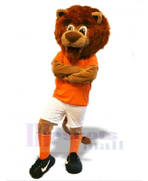 Sport Lion Mascot Costume Animal in Orange Clothes