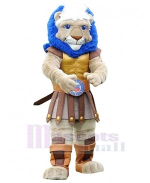 Knight Blue Mane Lion Mascot Costume Animal