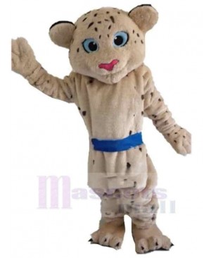 Leopard Mascot Costume Animal with Blue Belt