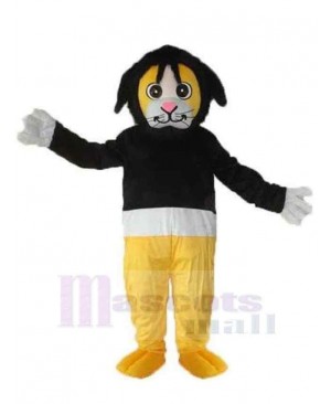 Yellow Leopard Mascot Costume Animal in Black Clothes