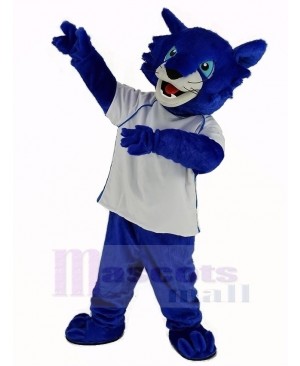Blue Bobcats with White Shirt Mascot Costume Animal
