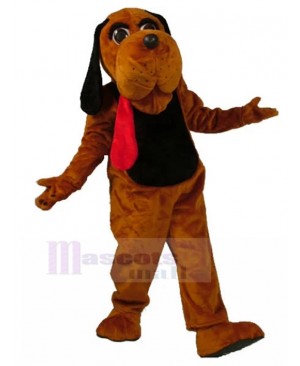 Brown Bloodhound Dog Mascot Costume with Long Black Ears