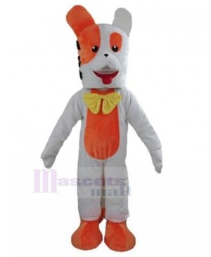Funny White and Orange Dog Mascot Costume with Yellow Bow Tie Animal