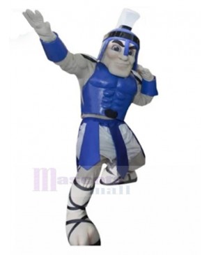 Strong Blue Spartan Knight Mascot Costume People