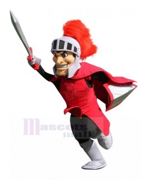Spartan Knight with Red Suit Mascot Costume People