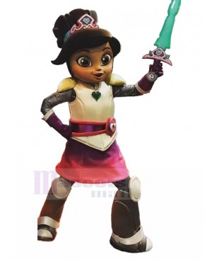 Girl Guard Knight with Sword Mascot Costume People