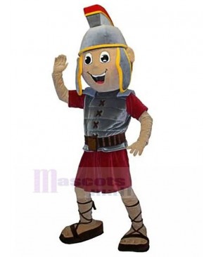Cheerful Spartan Knight with Pylos Helmet Mascot Costume People
