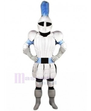 White Roman Knight with Soldier Helmet Mascot Costume People