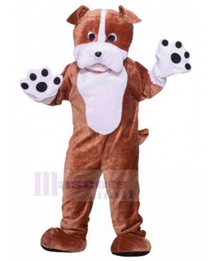 Plushy Brown and White British Bulldog Mascot Costume Animal