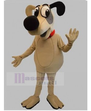 Beige Cartoon Dog Mascot Costume with Big Black Nose Animal
