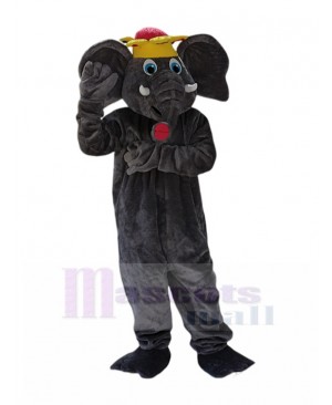 Grey Elephant Mascot Costume with Crown Animal
