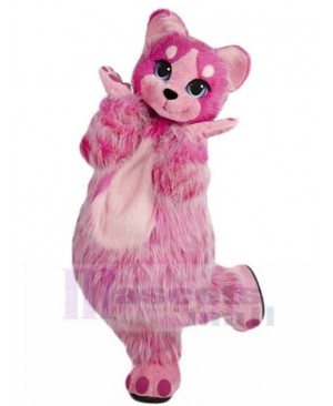 Hairy Dark Pink Cat Mascot Costume Animal