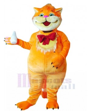 Friendly Babysitter Orange Cat Mascot Costume Animal