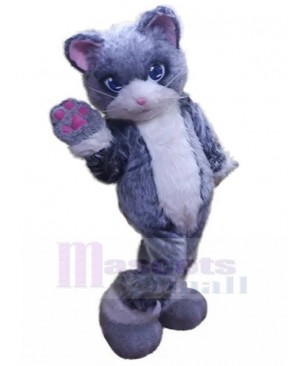 Furry Grey and White Cat Fursuit Mascot Costume Animal