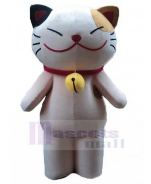 Tricolor Lucky Cat Mascot Costume with Bell Animal
