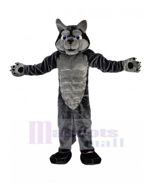Muscled Grey Wolf Mascot Costume Animal