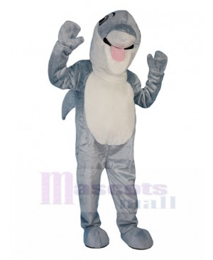 Cheerful Grey Dolphin Mascot Costume Animal