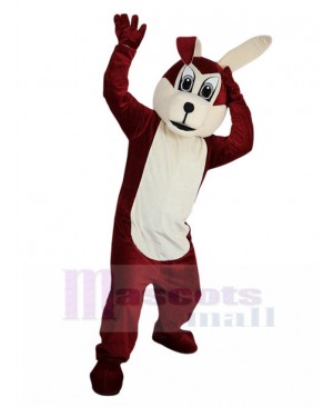 Wine Red Wolf Mascot Costume with Long Ears Cartoon