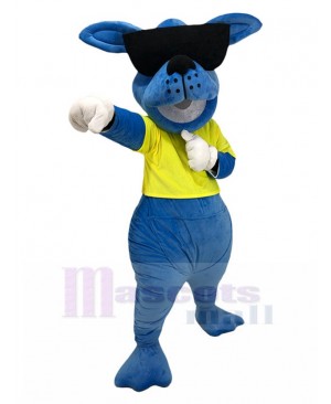 Cool Blue Kangaroo Mascot Costume with Sunglasses Animal