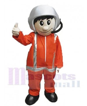 Cute Orange Pilot Boy Mascot Costume People