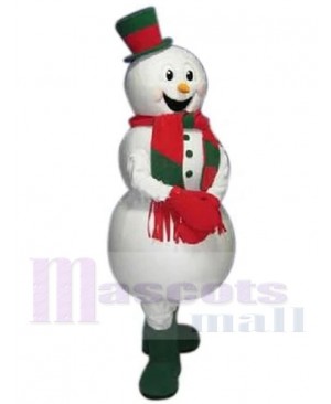 Smiling Christmas Snowman Mascot Costume Cartoon
