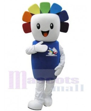 Cute Square Face Snowman Mascot Costume Cartoon