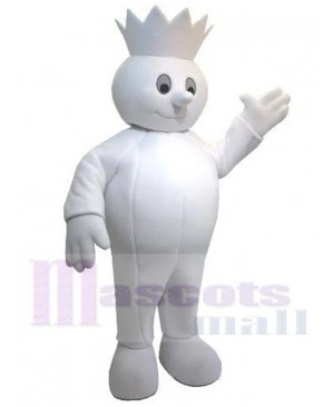 White King Snowman Mascot Costume Cartoon
