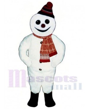 Smiling White Snowman Yeti Mascot Costume Cartoon