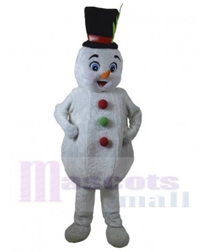 Cute Snowman Mascot Costume Cartoon with Blue Eyes