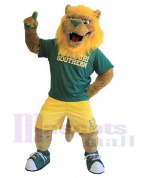 Brown Sport Lion Mascot Costume Animal with Yellow Mane