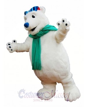 Polar Bear Mascot Costume White Bear with Scarf Mascot Costumes Animal